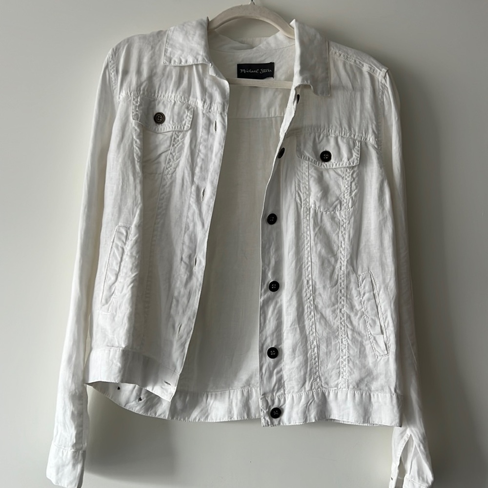 Michael Stars White Linen Jean Jacket